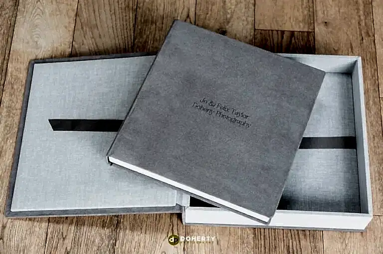Grey suede wedding album