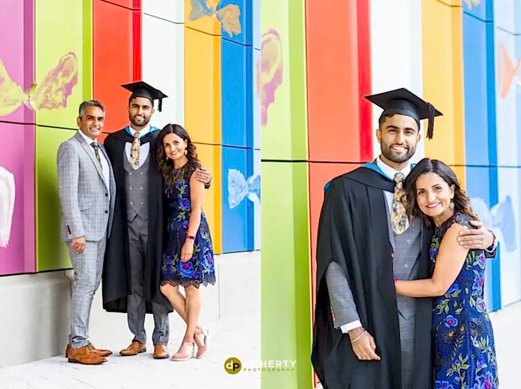 Graduation portraits with family at warwick university