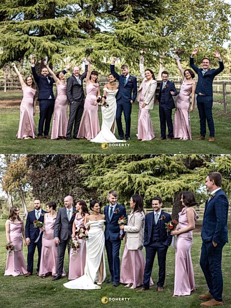 Bridal party at Eastington park in gardens