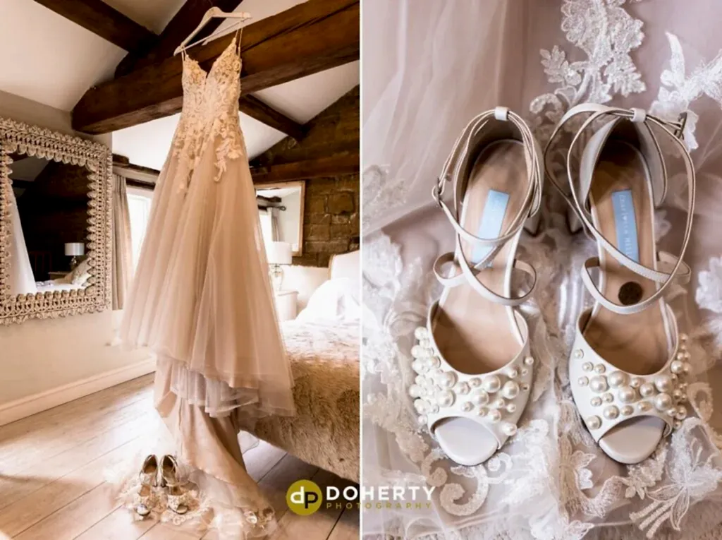 Wedding shoes and dress - Photography- Crockwell - Northamptonshire