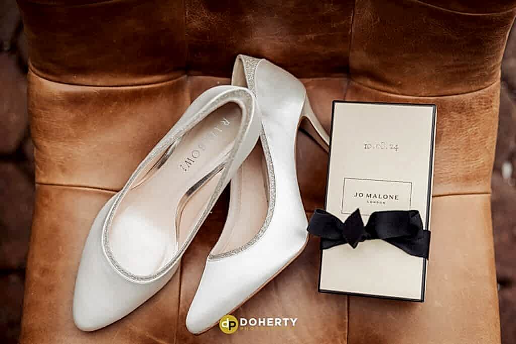 wedding shoes and perfume