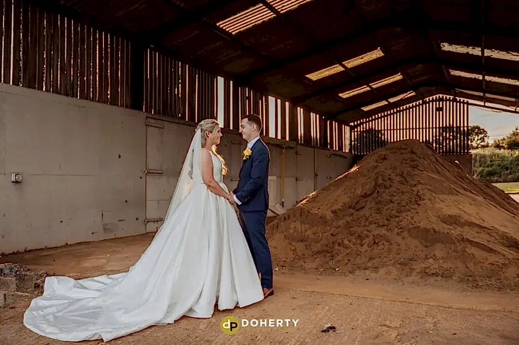 wedding photos in barn at Windmill Village Hotel